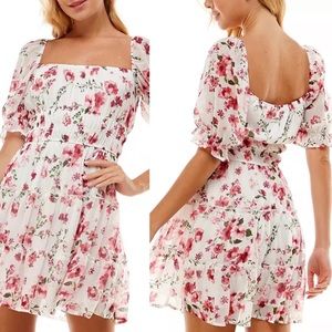 Navy & Pink floral skater dress XL